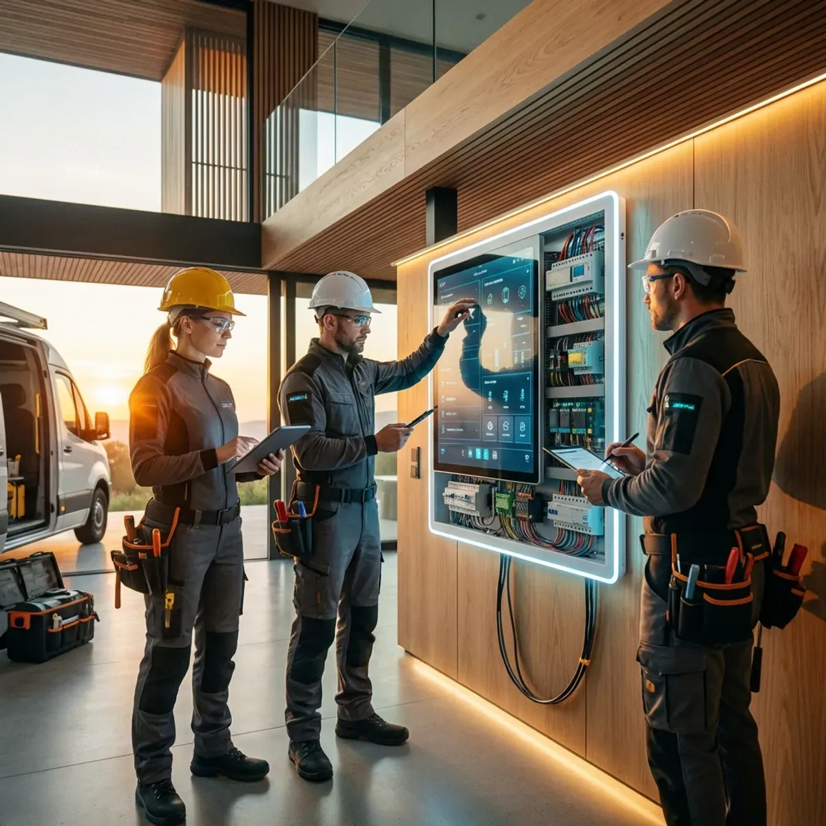 Konzeptbild: Moderne Gebäudetechnik und Smart-Home-Installation